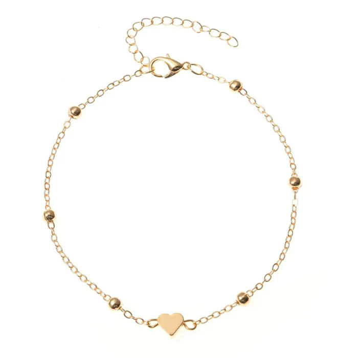 Trendy anklet - heart / circleAnklets