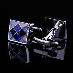 Square metal cufflinks - colorful chessboardCufflinks