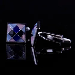 Square metal cufflinks - colorful chessboardCufflinks