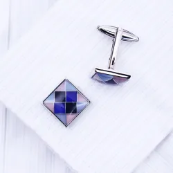 Square metal cufflinks - colorful chessboardCufflinks