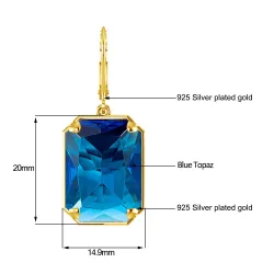 Elegant gold long earrings - with rectangular crystalEarrings