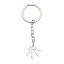 Silver keychain with maple leaf pendantKeyrings