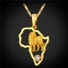 Africa map / lion pendant - with necklaceNecklaces