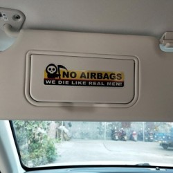 Funny car sticker - skeleton head / NO AIRBAGS WE DIE LIKE REAL MEN - 2 piecesStickers