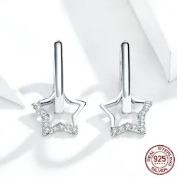 Small hoop earrings with crystal star - 925 sterling silverEarrings