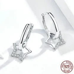 Small hoop earrings with crystal star - 925 sterling silverEarrings