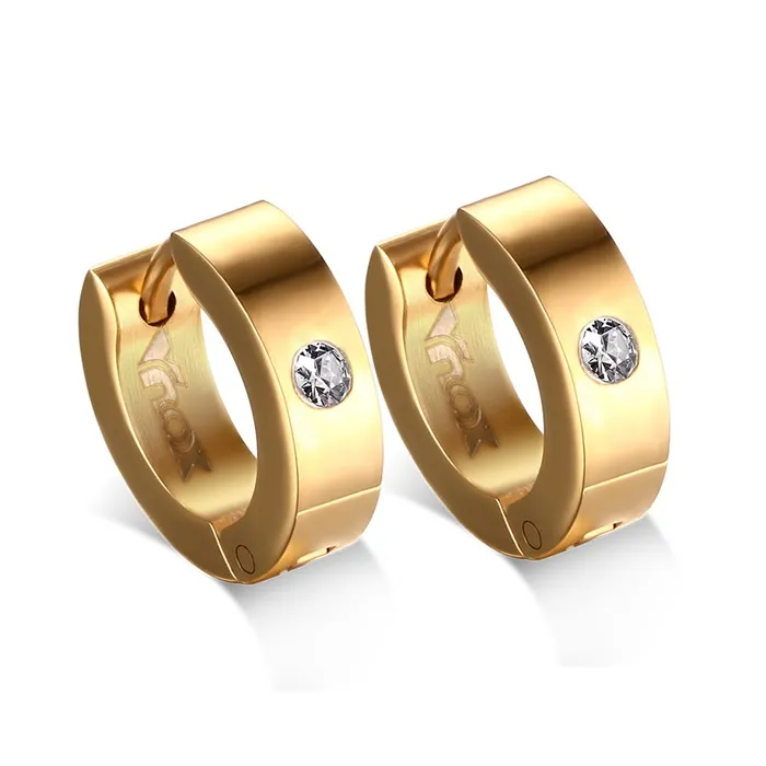 Small hoops earrings - with zirconia - stainless steelEarrings