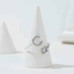Resizable ring - A-Z alphabet letters with rhinestonesRings