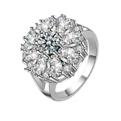 Elegant silver ring - crystal flowerRings