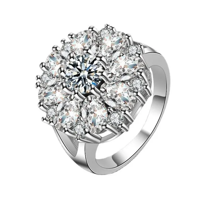 Elegant silver ring - crystal flowerRings