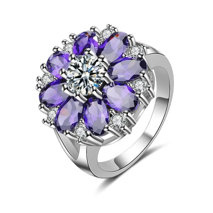 Elegant silver ring - crystal flowerRings
