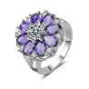 Elegant silver ring - crystal flowerRings