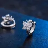 Round silver earrings with crystal butterflyEarrings
