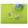 Round silver earrings with crystal butterflyEarrings