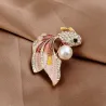 Crystal goldfish with a pearl - elegant broochBrooches