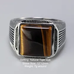 925 sterling silver ring - signet with tiger eye stoneRings