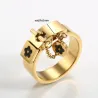 Lucky flower charm - with chain - ring - stainless steelRings