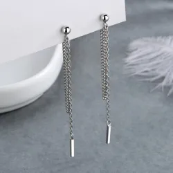 Long silver earrings - with chainEarrings