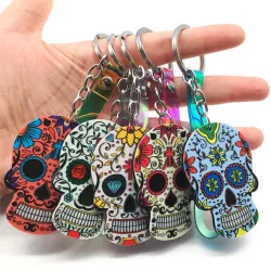 Colorful Mexican skull - keychainKeyrings