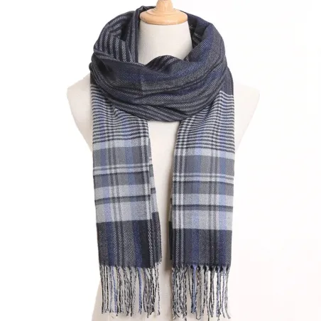 Luxury men's plaid scarf - with tasselsScarves
