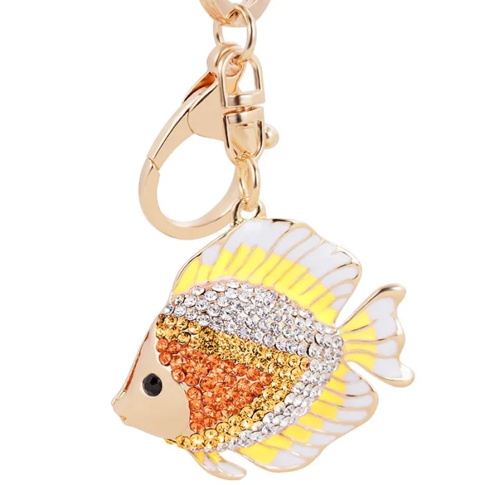 Crystal fish - gold - keyringKeyrings