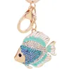 Crystal fish - gold - keyringKeyrings
