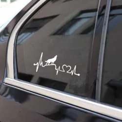 Howling wolf / heartbeat lifeline - vinyl car stickerStickers