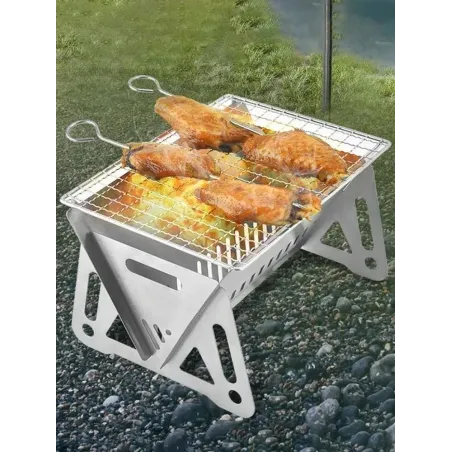Portable folding large bbq grill - stainless steel - camping stoveBBQ