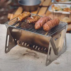 Portable folding large bbq grill - stainless steel - camping stoveBBQ