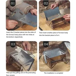 Portable folding large bbq grill - stainless steel - camping stoveBBQ