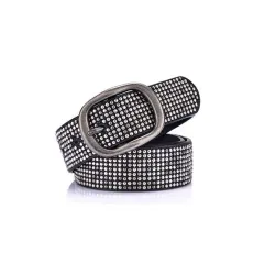 Women's punk rivet leather belt - vintage pin buckle jeans waistbandBelts