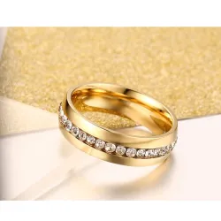 Gold - silver classic ring with zirconiaRings