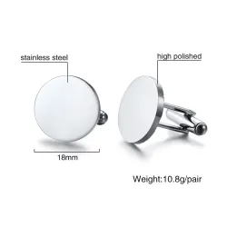 Stylish Round Stainless Steel CufflinksCufflinks