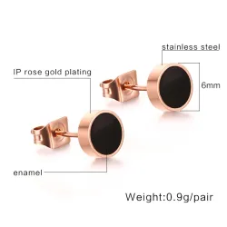 Black & white rose gold stud round earringsEarrings