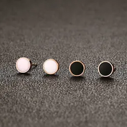 Black & white rose gold stud round earringsEarrings