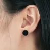 Round Black & Silver Stud EarringsEarrings