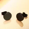 Round Black & Silver Stud EarringsEarrings