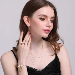 3 Layer Necklace & Earrings Jewellery SetJewellery Sets