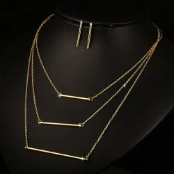 3 Layer Necklace & Earrings Jewellery SetJewellery Sets
