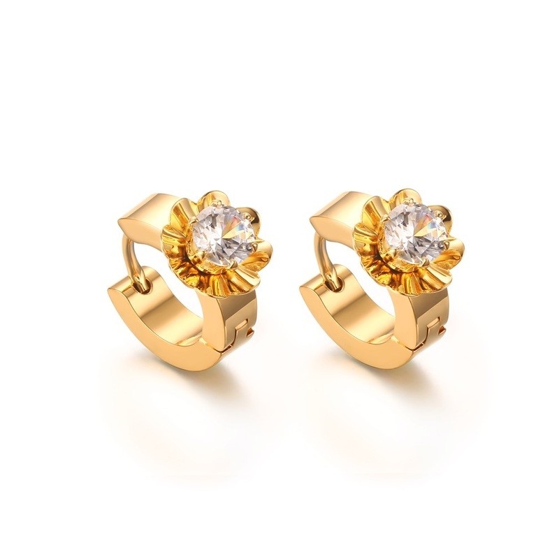 Gold stud earrings with zirconiaEarrings