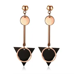 Double circle & triangle - long earringsEarrings