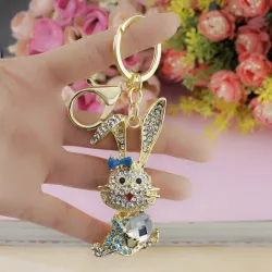 Gold & crystal bunny rabbit keychainKeyrings