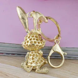 Gold & crystal bunny rabbit keychainKeyrings