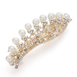 Flower & pearls - crystal hair clip - hairpin