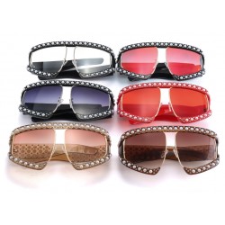 Fashion Square Pearl Frame Sunglasses