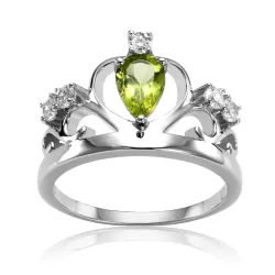 925 Sterling Silver Natural Stone Crown RingRings