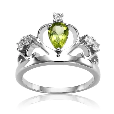 925 Sterling Silver Natural Stone Crown RingRings