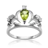 925 Sterling Silver Natural Stone Crown RingRings