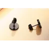 Round Black & Silver Stud EarringsEarrings