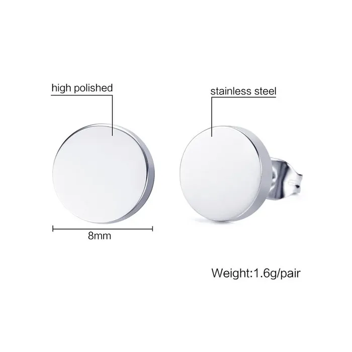 Round Black & Silver Stud EarringsEarrings